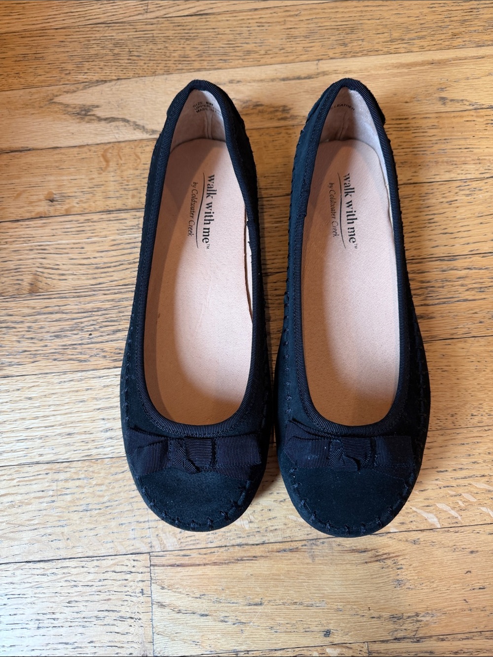 Coldwater Creek Black Women's Ballet Flats with Bow 8W